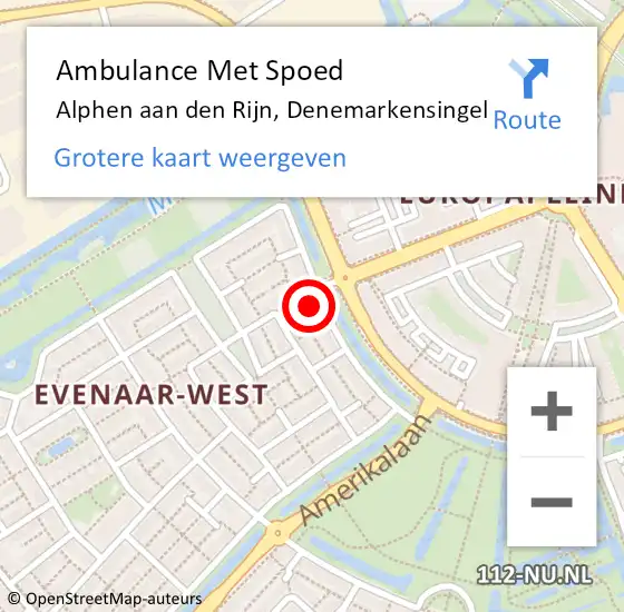 Locatie op kaart van de 112 melding: Ambulance Met Spoed Naar Alphen aan den Rijn, Denemarkensingel op 11 april 2023 11:05