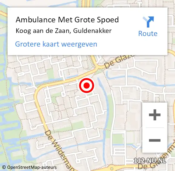 Locatie op kaart van de 112 melding: Ambulance Met Grote Spoed Naar Koog aan de Zaan, Guldenakker op 11 april 2023 11:11