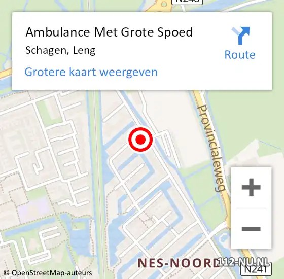 Locatie op kaart van de 112 melding: Ambulance Met Grote Spoed Naar Schagen, Leng op 11 april 2023 11:45