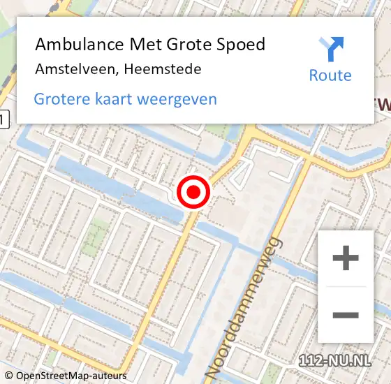 Locatie op kaart van de 112 melding: Ambulance Met Grote Spoed Naar Amstelveen, Heemstede op 11 april 2023 11:49