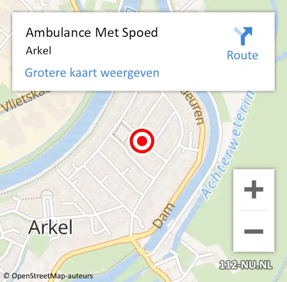 Locatie op kaart van de 112 melding: Ambulance Met Spoed Naar Arkel op 11 april 2023 11:58