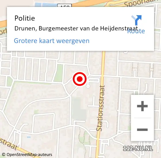 Locatie op kaart van de 112 melding: Politie Drunen, Burgemeester van de Heijdenstraat op 11 april 2023 11:58