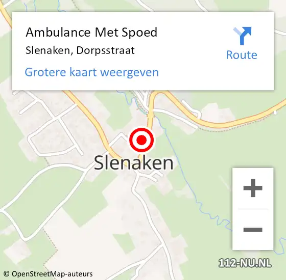 Locatie op kaart van de 112 melding: Ambulance Met Spoed Naar Slenaken, Dorpsstraat op 21 augustus 2014 22:41