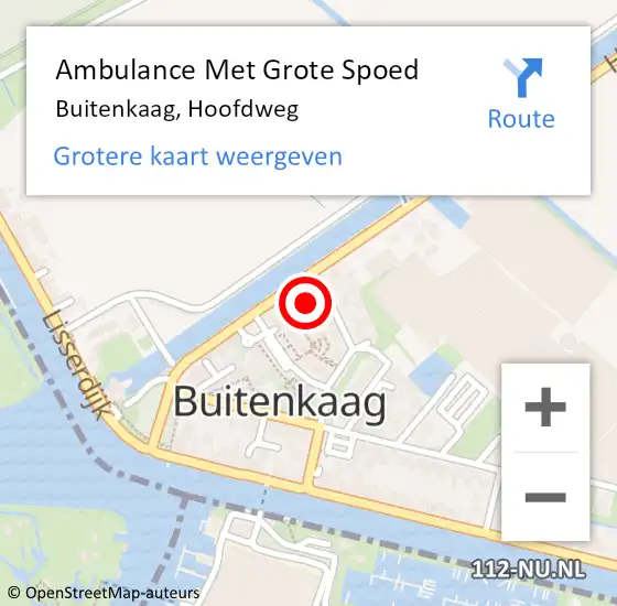 Locatie op kaart van de 112 melding: Ambulance Met Grote Spoed Naar Buitenkaag, Hoofdweg op 11 april 2023 12:11