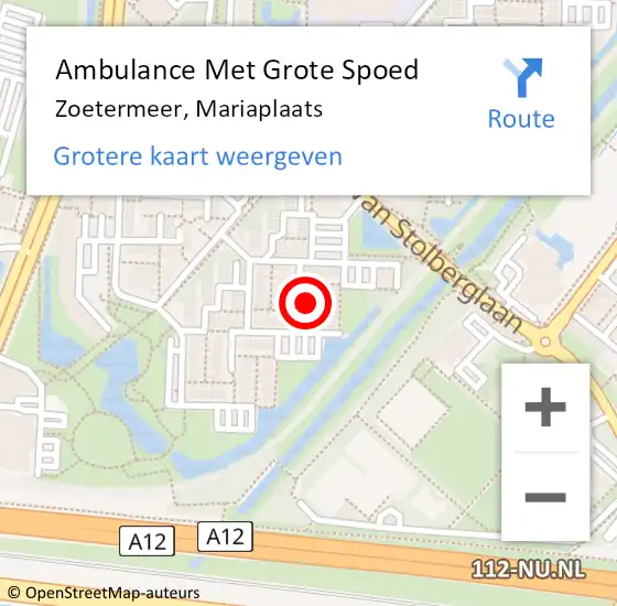 Locatie op kaart van de 112 melding: Ambulance Met Grote Spoed Naar Zoetermeer, Mariaplaats op 11 april 2023 12:11