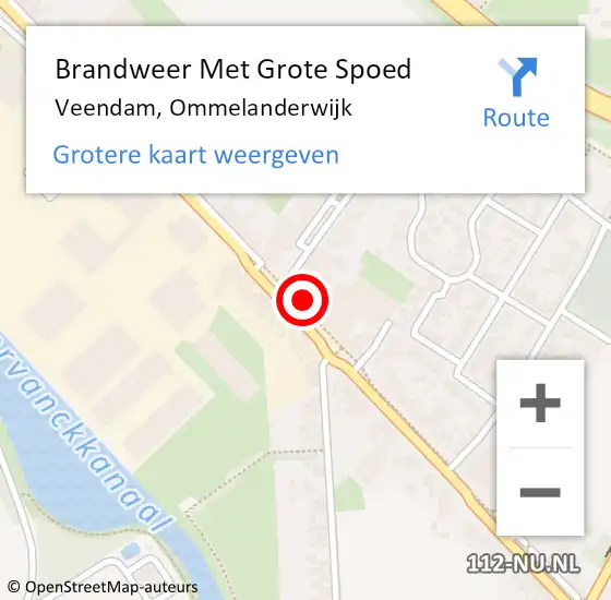 Locatie op kaart van de 112 melding: Brandweer Met Grote Spoed Naar Veendam, Ommelanderwijk op 11 april 2023 12:22