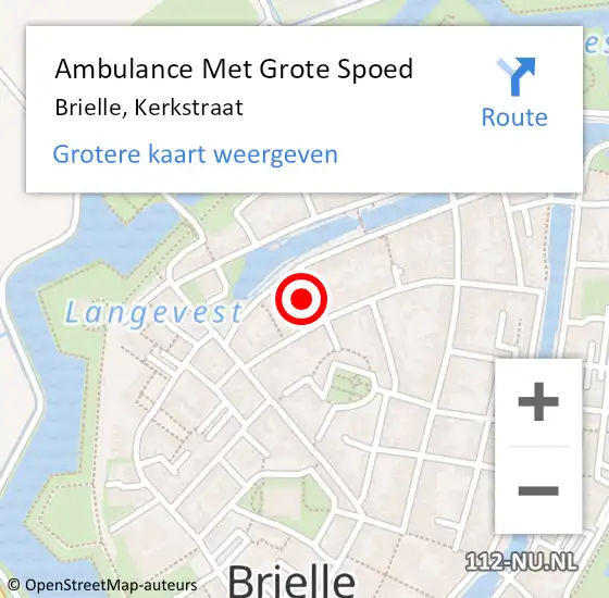 Locatie op kaart van de 112 melding: Ambulance Met Grote Spoed Naar Brielle, Kerkstraat op 11 april 2023 12:23