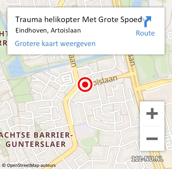 Locatie op kaart van de 112 melding: Trauma helikopter Met Grote Spoed Naar Eindhoven, Artoislaan op 11 april 2023 12:51