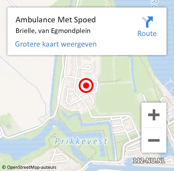 Locatie op kaart van de 112 melding: Ambulance Met Spoed Naar Brielle, van Egmondplein op 11 april 2023 13:01