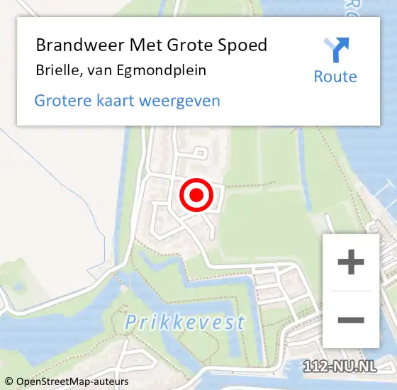 Locatie op kaart van de 112 melding: Brandweer Met Grote Spoed Naar Brielle, van Egmondplein op 11 april 2023 13:02