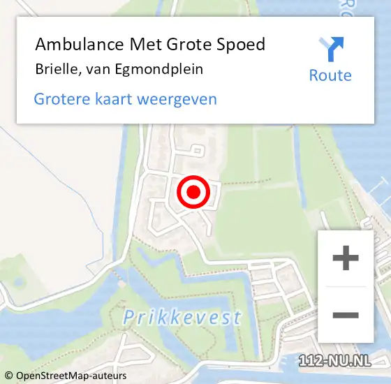 Locatie op kaart van de 112 melding: Ambulance Met Grote Spoed Naar Brielle, van Egmondplein op 11 april 2023 13:02