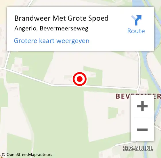 Locatie op kaart van de 112 melding: Brandweer Met Grote Spoed Naar Angerlo, Bevermeerseweg op 11 april 2023 13:04