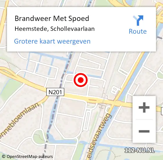 Locatie op kaart van de 112 melding: Brandweer Met Spoed Naar Heemstede, Schollevaarlaan op 11 april 2023 13:11