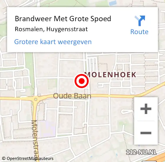 Locatie op kaart van de 112 melding: Brandweer Met Grote Spoed Naar Rosmalen, Huygensstraat op 11 april 2023 13:15