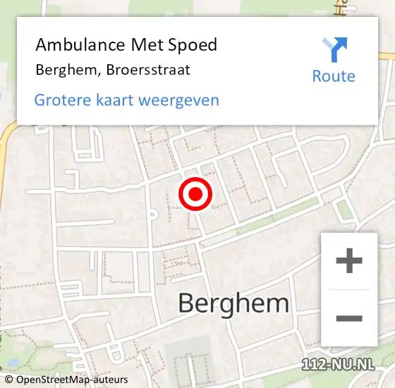 Locatie op kaart van de 112 melding: Ambulance Met Spoed Naar Berghem, Broersstraat op 21 augustus 2014 23:02