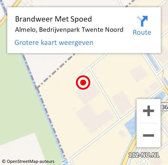 Locatie op kaart van de 112 melding: Brandweer Met Spoed Naar Almelo, Bedrijvenpark Twente Noord op 11 april 2023 14:07