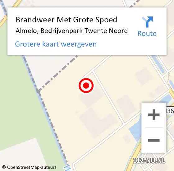 Locatie op kaart van de 112 melding: Brandweer Met Grote Spoed Naar Almelo, Bedrijvenpark Twente Noord op 11 april 2023 14:08