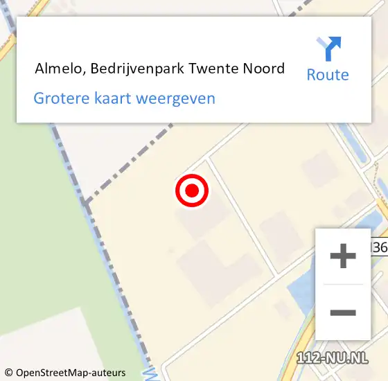 Locatie op kaart van de 112 melding:  Almelo, Bedrijvenpark Twente Noord op 11 april 2023 14:12