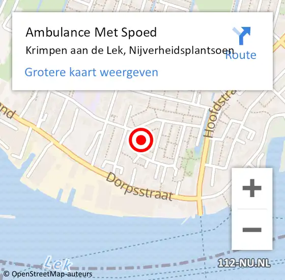 Locatie op kaart van de 112 melding: Ambulance Met Spoed Naar Krimpen aan de Lek, Nijverheidsplantsoen op 11 april 2023 14:16