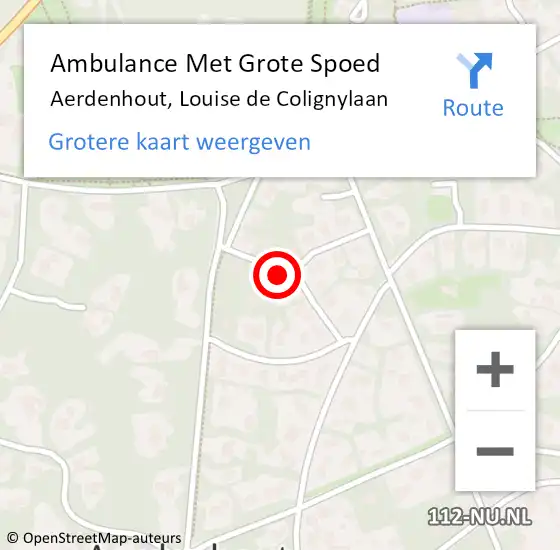 Locatie op kaart van de 112 melding: Ambulance Met Grote Spoed Naar Aerdenhout, Louise de Colignylaan op 11 april 2023 14:22