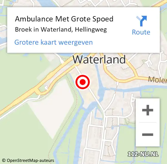 Locatie op kaart van de 112 melding: Ambulance Met Grote Spoed Naar Broek in Waterland, Hellingweg op 11 april 2023 14:41