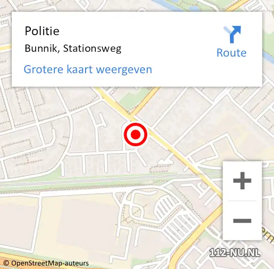 Locatie op kaart van de 112 melding: Politie Bunnik, Stationsweg op 11 april 2023 14:51