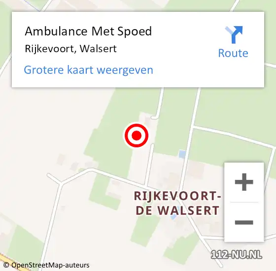 Locatie op kaart van de 112 melding: Ambulance Met Spoed Naar Rijkevoort, Walsert op 11 april 2023 14:52