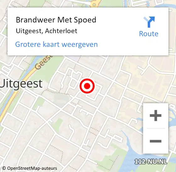 Locatie op kaart van de 112 melding: Brandweer Met Spoed Naar Uitgeest, Achterloet op 11 april 2023 14:52