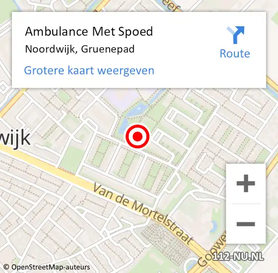 Locatie op kaart van de 112 melding: Ambulance Met Spoed Naar Noordwijk, Gruenepad op 11 april 2023 15:08