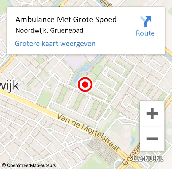 Locatie op kaart van de 112 melding: Ambulance Met Grote Spoed Naar Noordwijk, Gruenepad op 11 april 2023 15:08