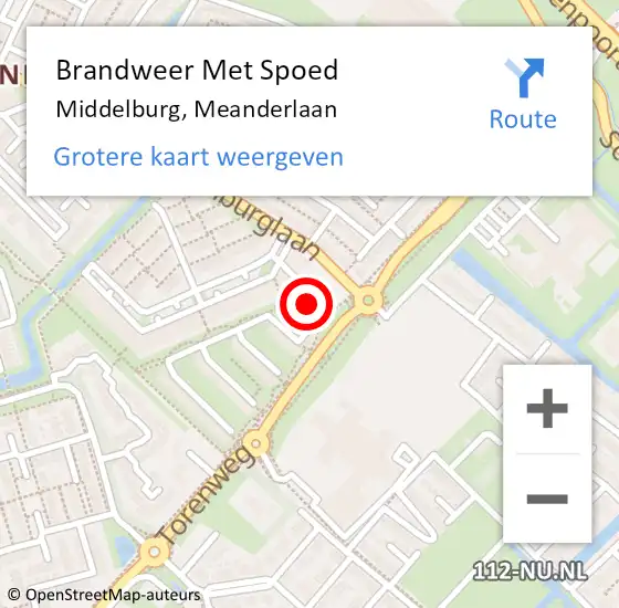 Locatie op kaart van de 112 melding: Brandweer Met Spoed Naar Middelburg, Meanderlaan op 11 april 2023 15:13