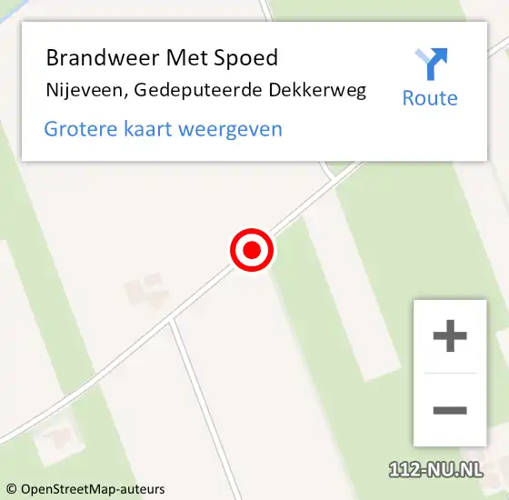 Locatie op kaart van de 112 melding: Brandweer Met Spoed Naar Nijeveen, Gedeputeerde Dekkerweg op 21 augustus 2014 23:23