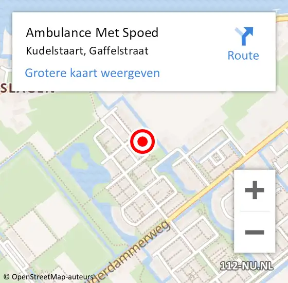 Locatie op kaart van de 112 melding: Ambulance Met Spoed Naar Kudelstaart, Gaffelstraat op 11 april 2023 15:47