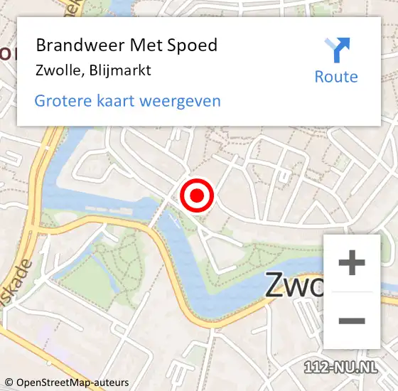 Locatie op kaart van de 112 melding: Brandweer Met Spoed Naar Zwolle, Blijmarkt op 11 april 2023 15:50