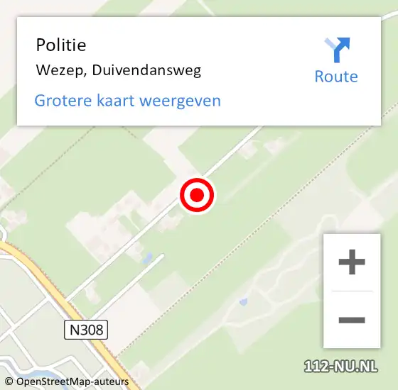 Locatie op kaart van de 112 melding: Politie Wezep, Duivendansweg op 11 april 2023 15:52