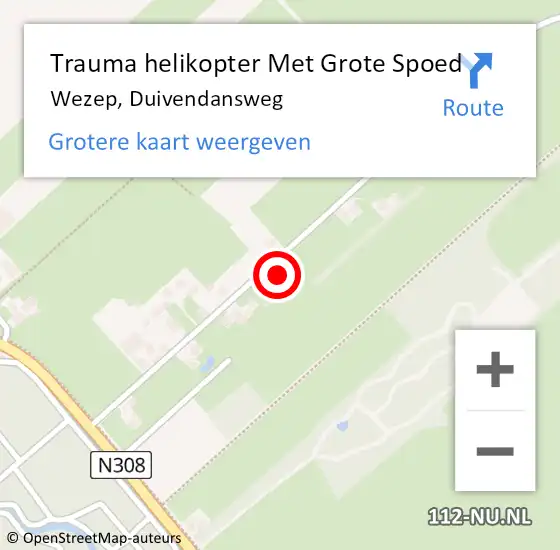 Locatie op kaart van de 112 melding: Trauma helikopter Met Grote Spoed Naar Wezep, Duivendansweg op 11 april 2023 15:53