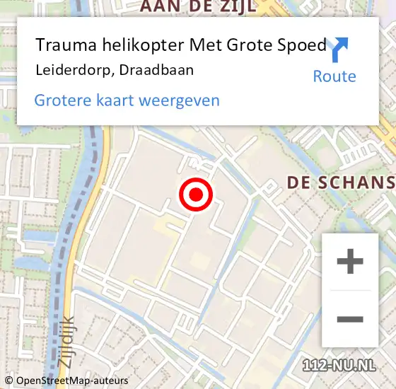 Locatie op kaart van de 112 melding: Trauma helikopter Met Grote Spoed Naar Leiderdorp, Draadbaan op 11 april 2023 16:17