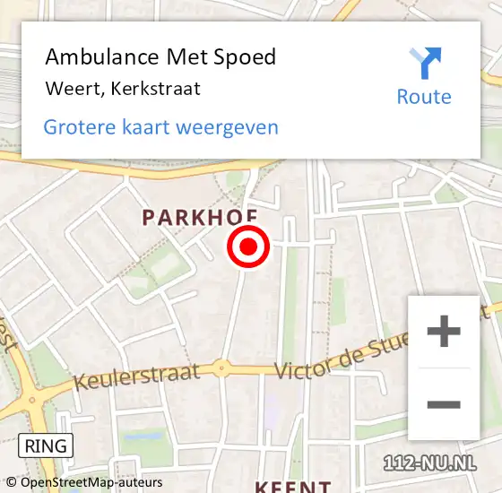 Locatie op kaart van de 112 melding: Ambulance Met Spoed Naar Weert, Kerkstraat op 11 april 2023 16:24