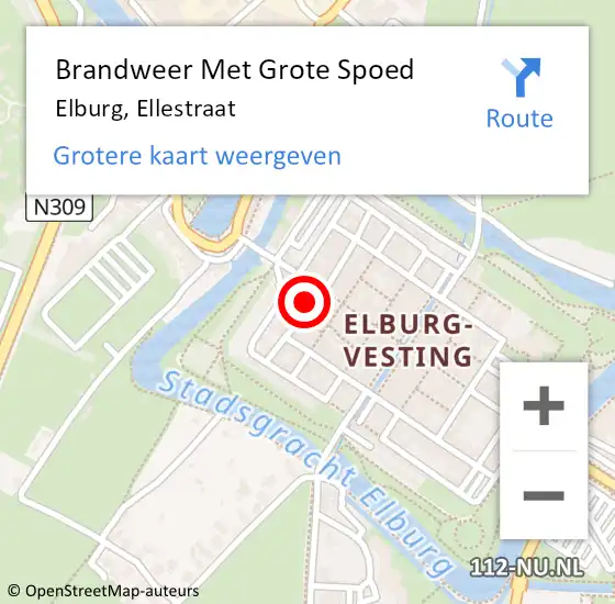 Locatie op kaart van de 112 melding: Brandweer Met Grote Spoed Naar Elburg, Ellestraat op 11 april 2023 16:29