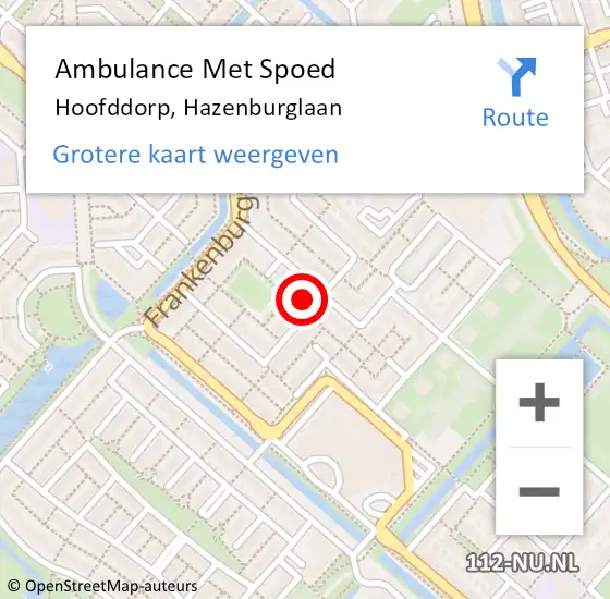 Locatie op kaart van de 112 melding: Ambulance Met Spoed Naar Hoofddorp, Hazenburglaan op 11 april 2023 16:31