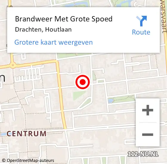 Locatie op kaart van de 112 melding: Brandweer Met Grote Spoed Naar Drachten, Houtlaan op 11 april 2023 16:38