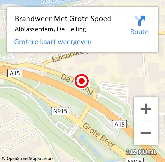 Locatie op kaart van de 112 melding: Brandweer Met Grote Spoed Naar Alblasserdam, De Helling op 11 april 2023 16:46