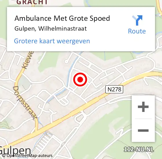 Locatie op kaart van de 112 melding: Ambulance Met Grote Spoed Naar Gulpen, Wilhelminastraat op 21 augustus 2014 23:46