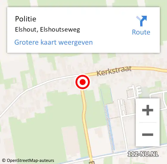 Locatie op kaart van de 112 melding: Politie Elshout, Elshoutseweg op 11 april 2023 17:19