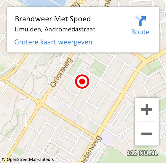 Locatie op kaart van de 112 melding: Brandweer Met Spoed Naar IJmuiden, Andromedastraat op 11 april 2023 17:29