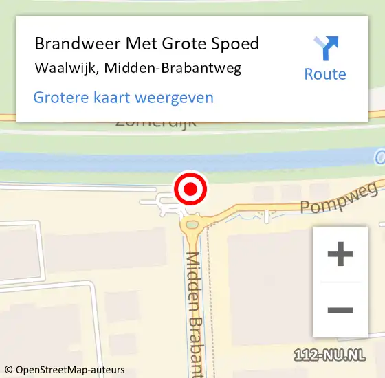 Locatie op kaart van de 112 melding: Brandweer Met Grote Spoed Naar Waalwijk, Midden-Brabantweg op 11 april 2023 17:30