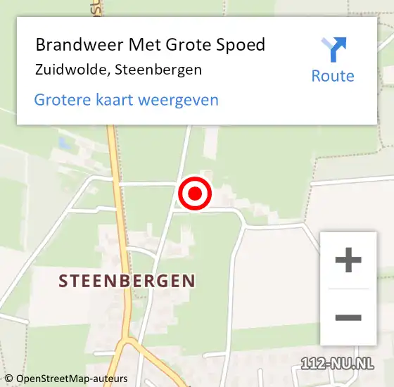 Locatie op kaart van de 112 melding: Brandweer Met Grote Spoed Naar Zuidwolde, Steenbergen op 11 april 2023 17:36