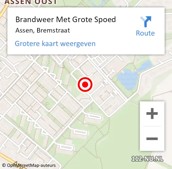 Locatie op kaart van de 112 melding: Brandweer Met Grote Spoed Naar Assen, Bremstraat op 11 april 2023 17:38