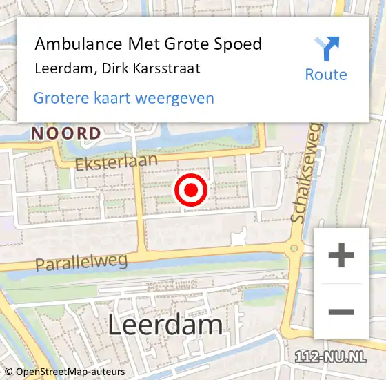 Locatie op kaart van de 112 melding: Ambulance Met Grote Spoed Naar Leerdam, Dirk Karsstraat op 11 april 2023 17:49