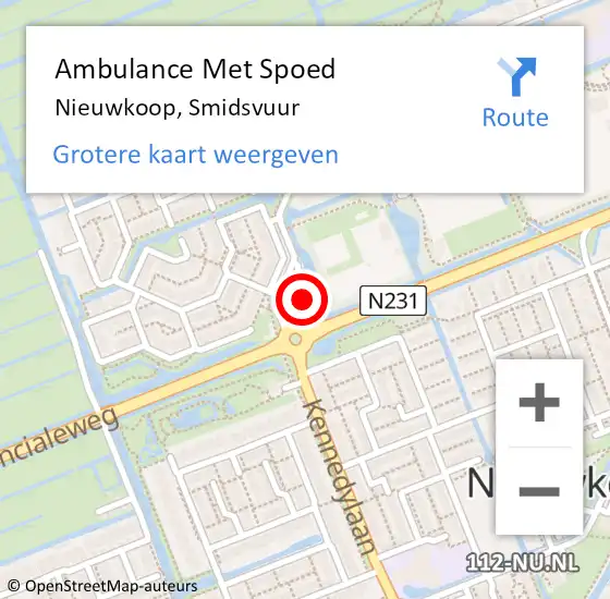 Locatie op kaart van de 112 melding: Ambulance Met Spoed Naar Nieuwkoop, Smidsvuur op 11 april 2023 18:13